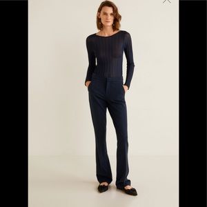 Mango flare high waisted cotton blend pants